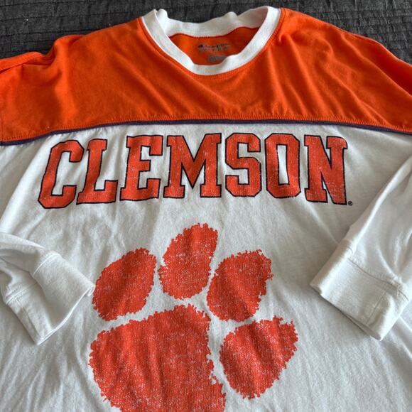 NWOT Champion NCAA Clemson Tigers White Orange Logo T-Shirt Mens Large - Picture 4 of 9